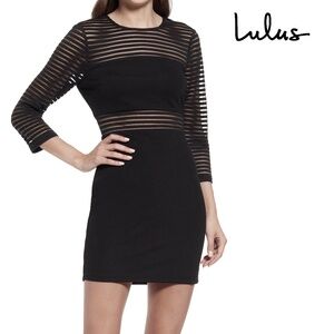 Lulus Little Black Dress Body Con Transparent Panels Little Pencil Skirt Stretch
